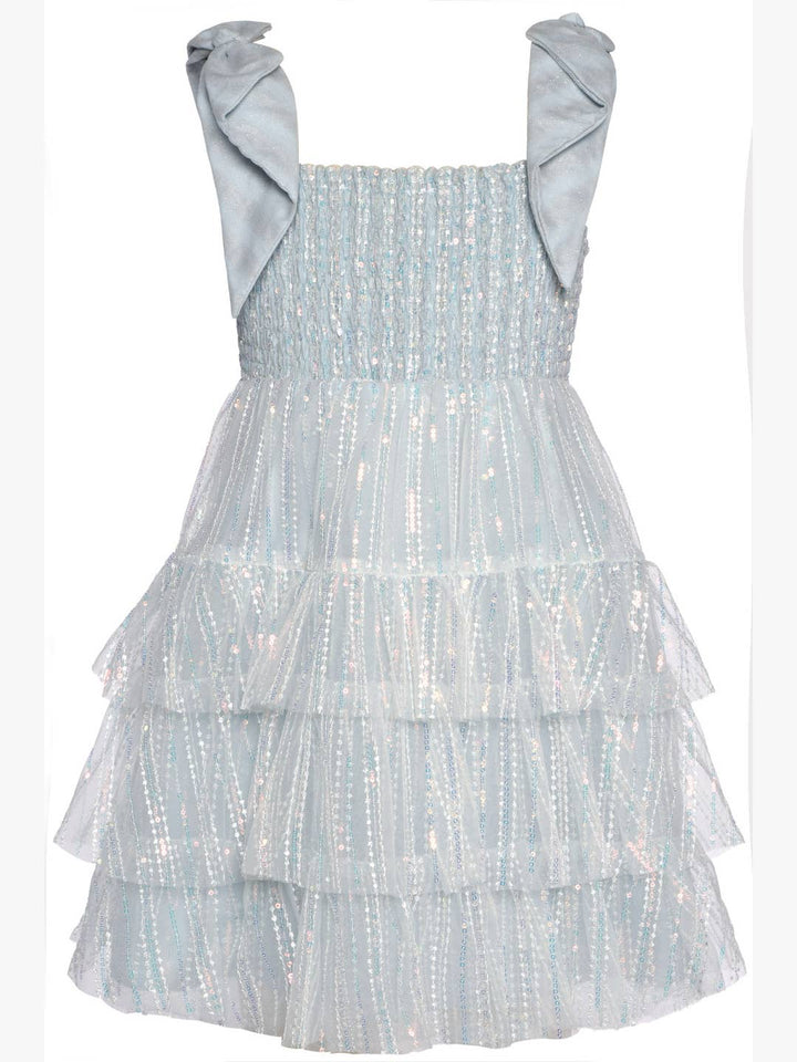 Big Girls Tween Tiered Sequin Babydoll Party Dress