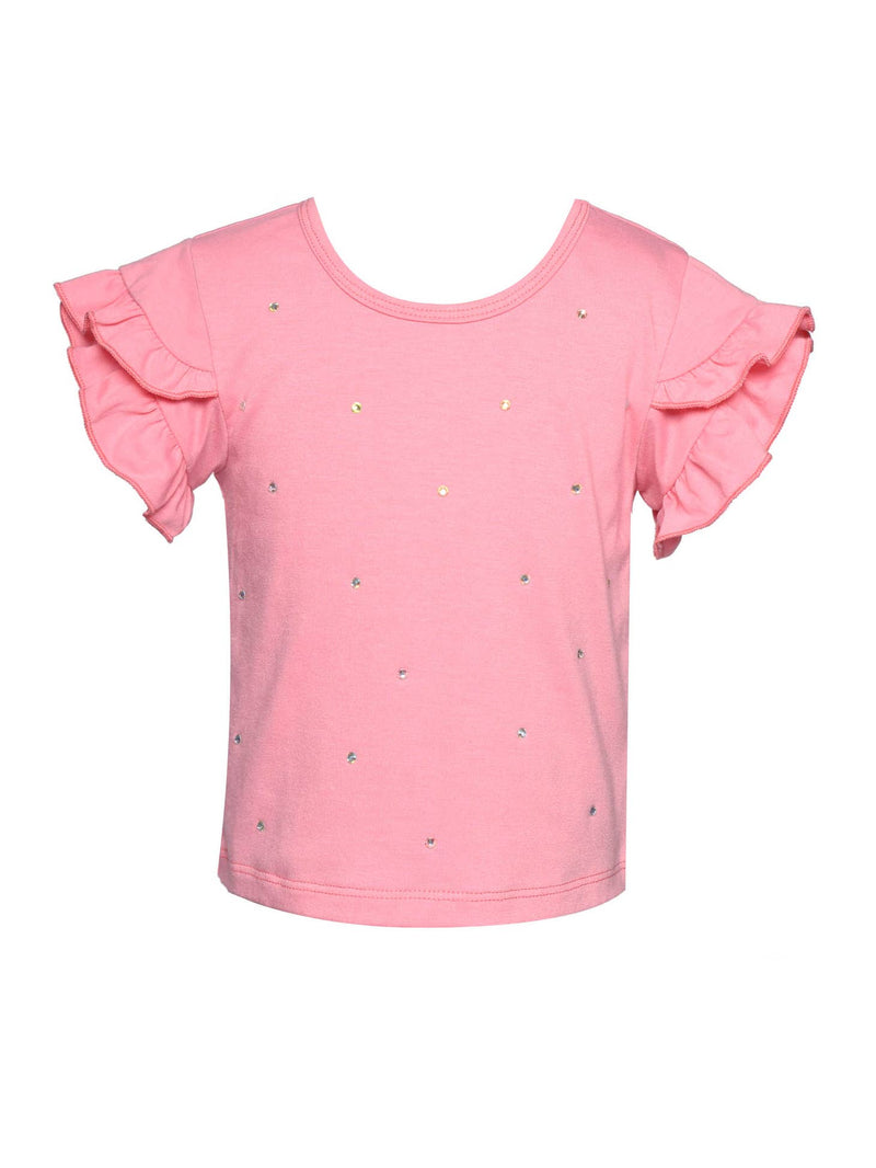 Infant l Toddler l Little Girl Rhinestone Ruffled Sleeve Top