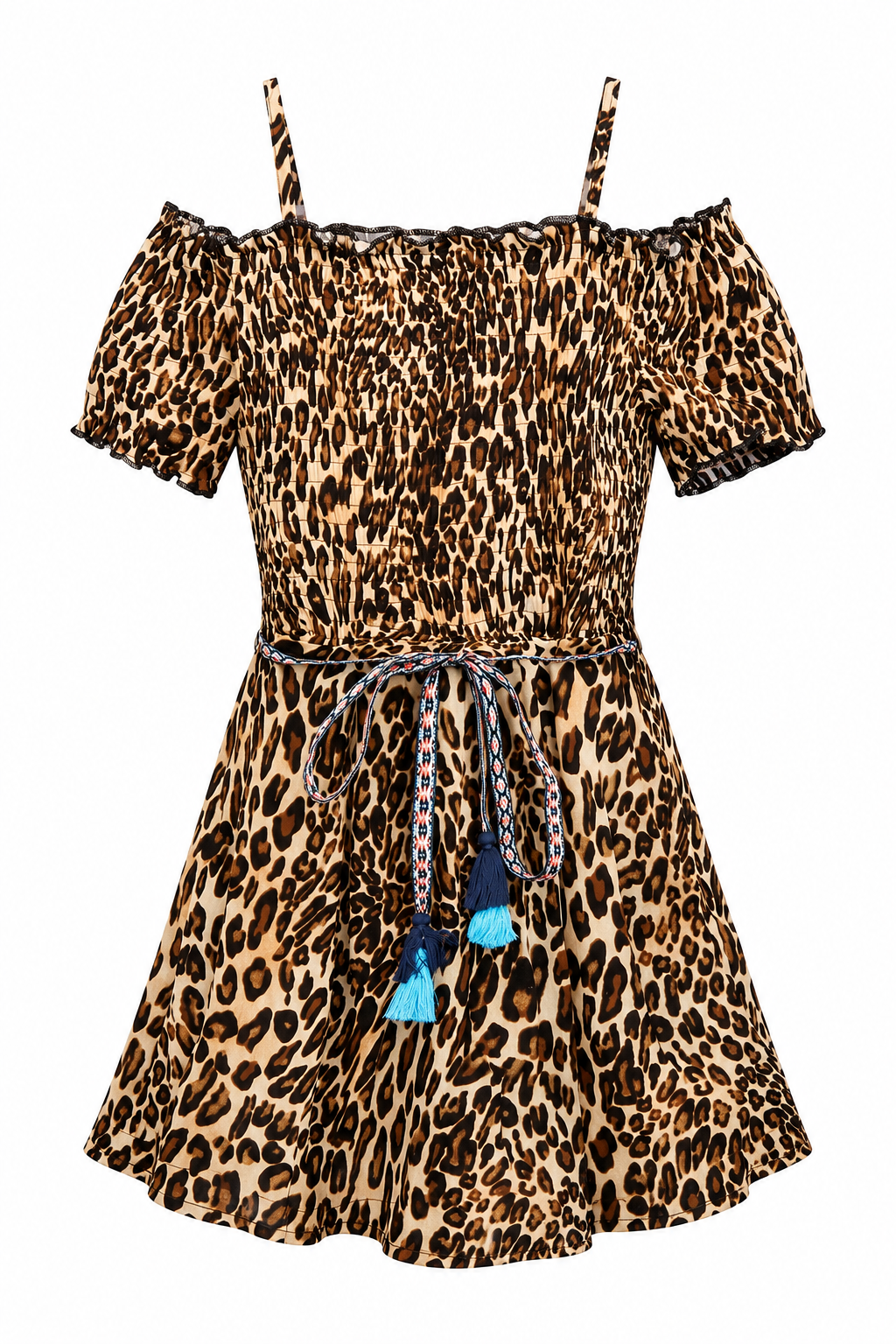 Big Girls Smocked Top Animal Print Dress