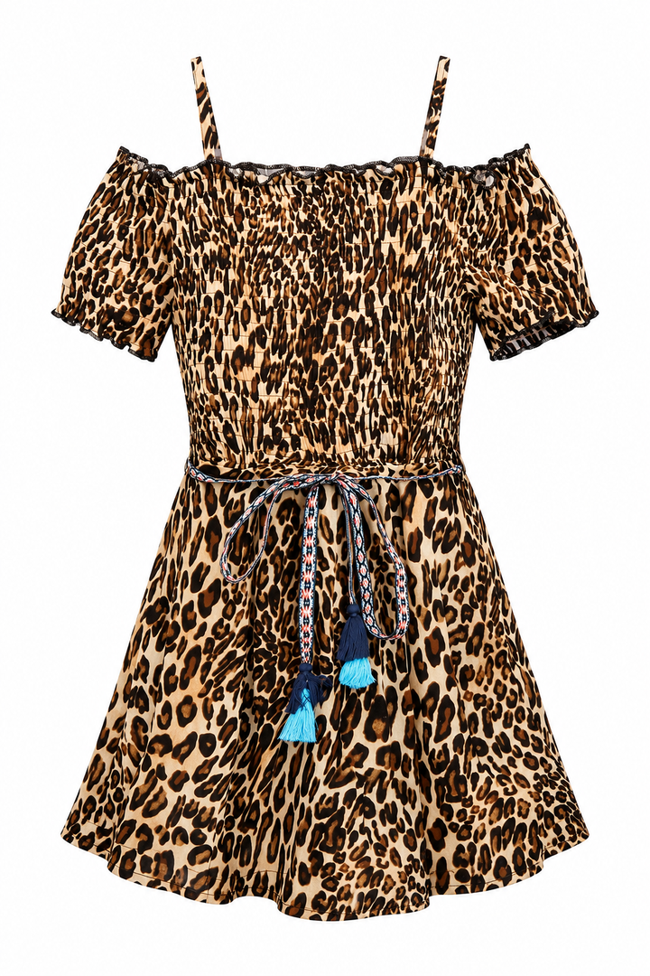 Big Girls Smocked Top Animal Print Dress