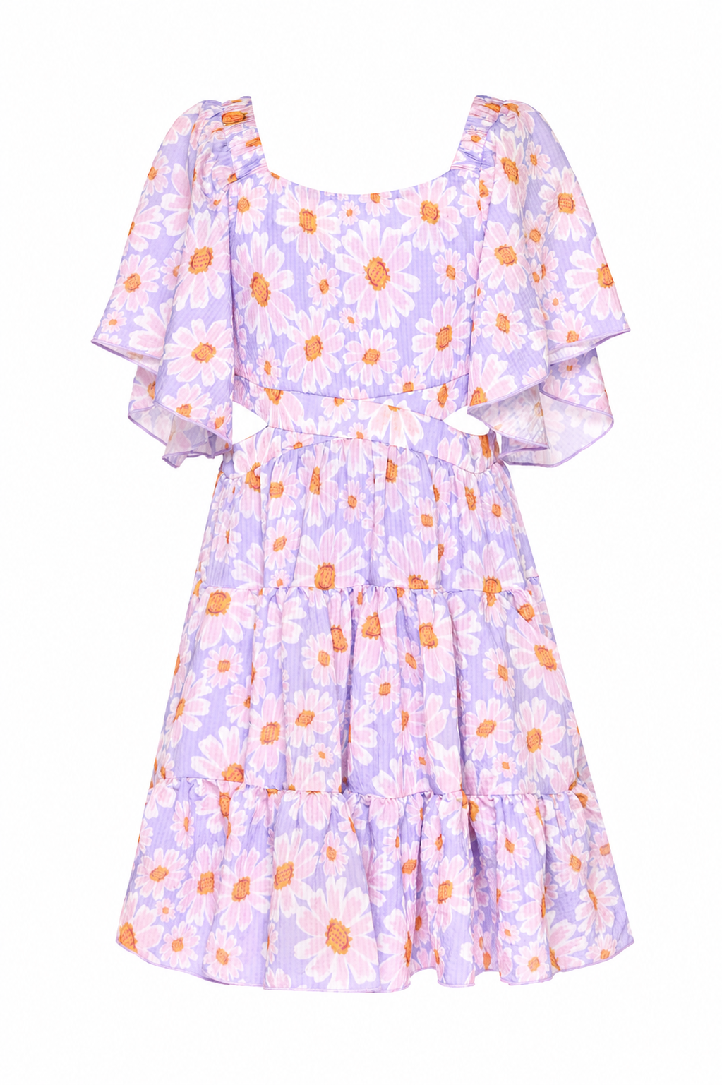 Little | Big | Tween Girl’s Daisy Flower Tiered Flutter Dress