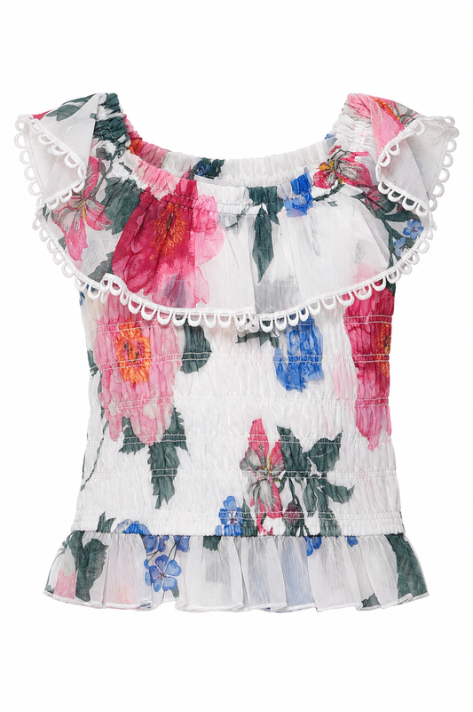 RUFFLE SMOCKED TOP