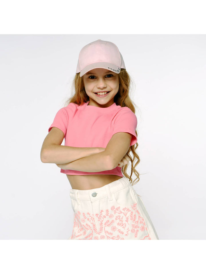 Little Girls l Tween Round Neck Short Sleeve Crop Top