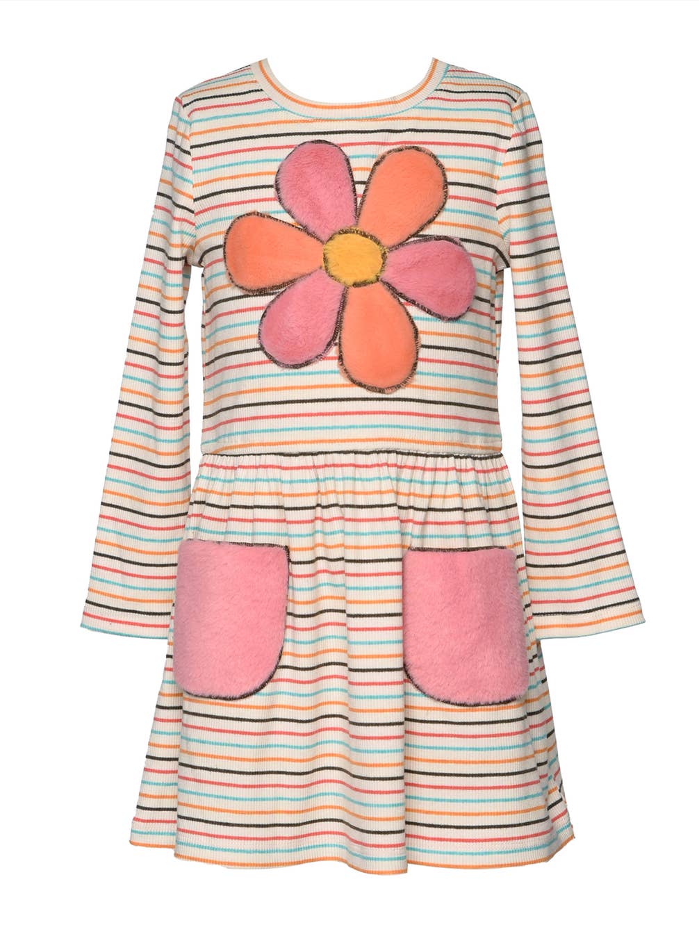 Infant l Toddler l Little Girl’s Daisy Fux Fur Stripe Dress