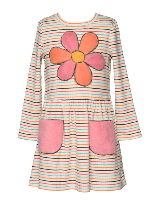 Infant l Toddler l Little Girl’s Daisy Fux Fur Stripe Dress