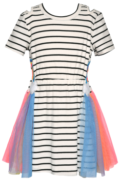 Infant l Toddler Striped Cut Out Rainbow Cloud Mesh Dress
