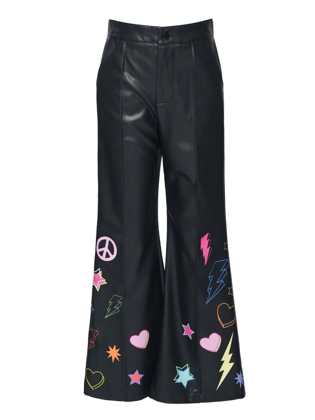 Little l Tween Girl’s Vegan Leather Wide Leg Pin-tuck Pants