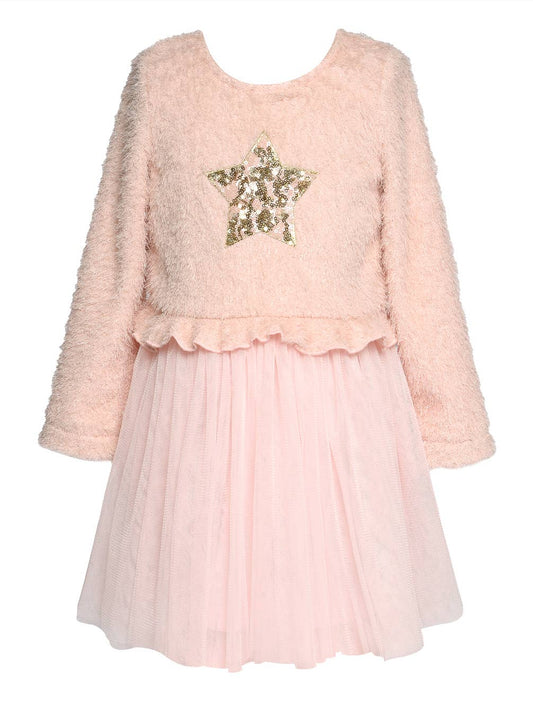 Infant l Toddler l Little Girl’s Sequin Star Fuzzy Twofer Tutu Dress