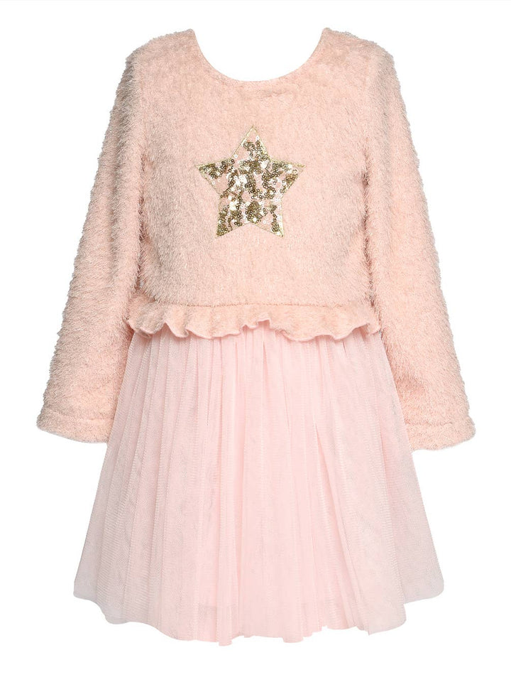 Infant l Toddler l Little Girl’s Sequin Star Fuzzy Twofer Tutu Dress