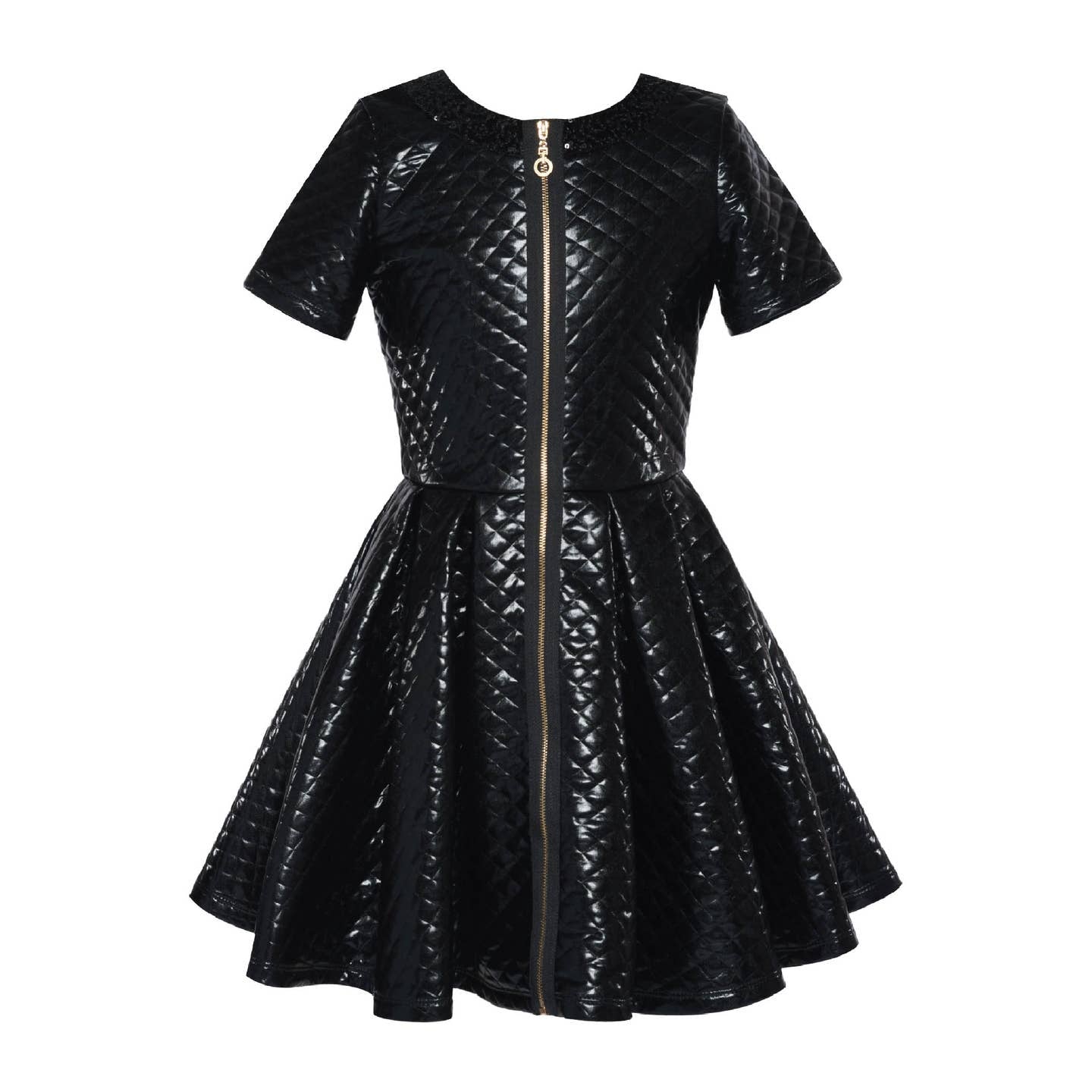 Little l Big l Tween Girls Quilted Pleather Zipper Dress