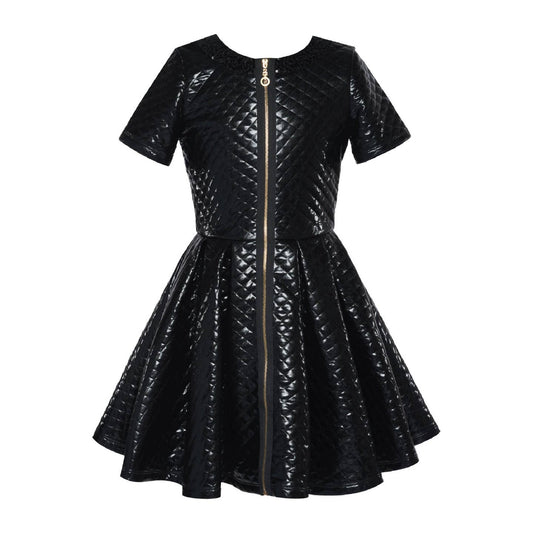 Little l Big l Tween Girls Quilted Pleather Zipper Dress