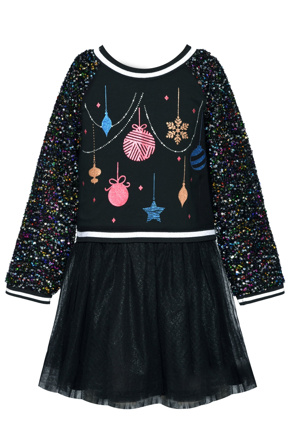 Toddler l Little Girl’s Twofer Sequin Sleeve Ornament Dress