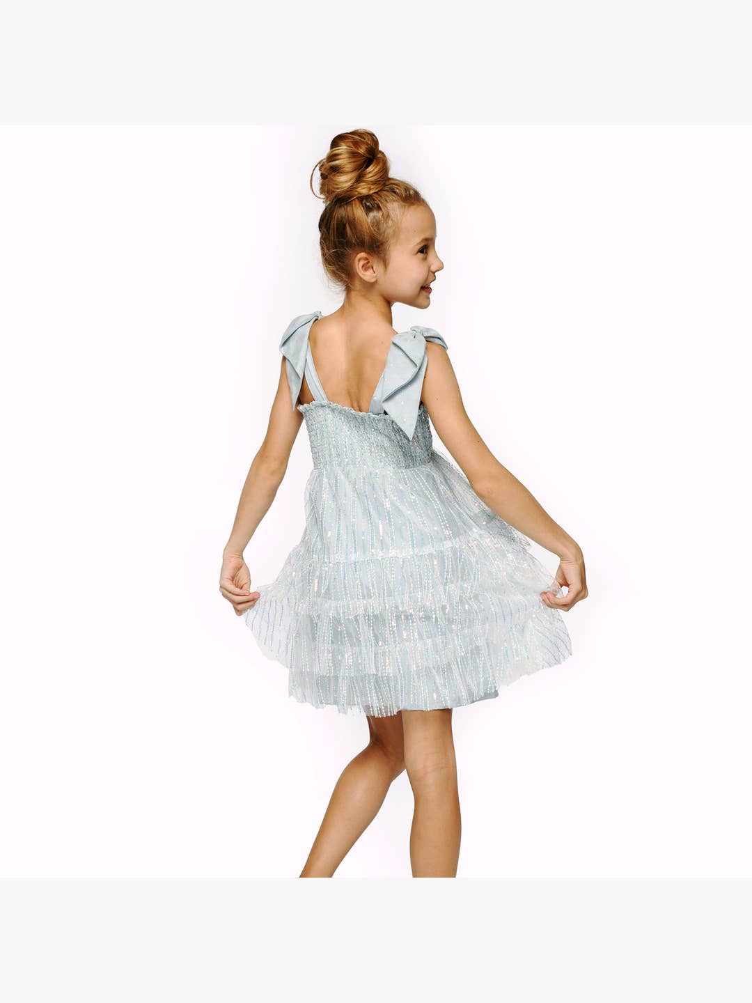 Big Girls Tween Tiered Sequin Babydoll Party Dress