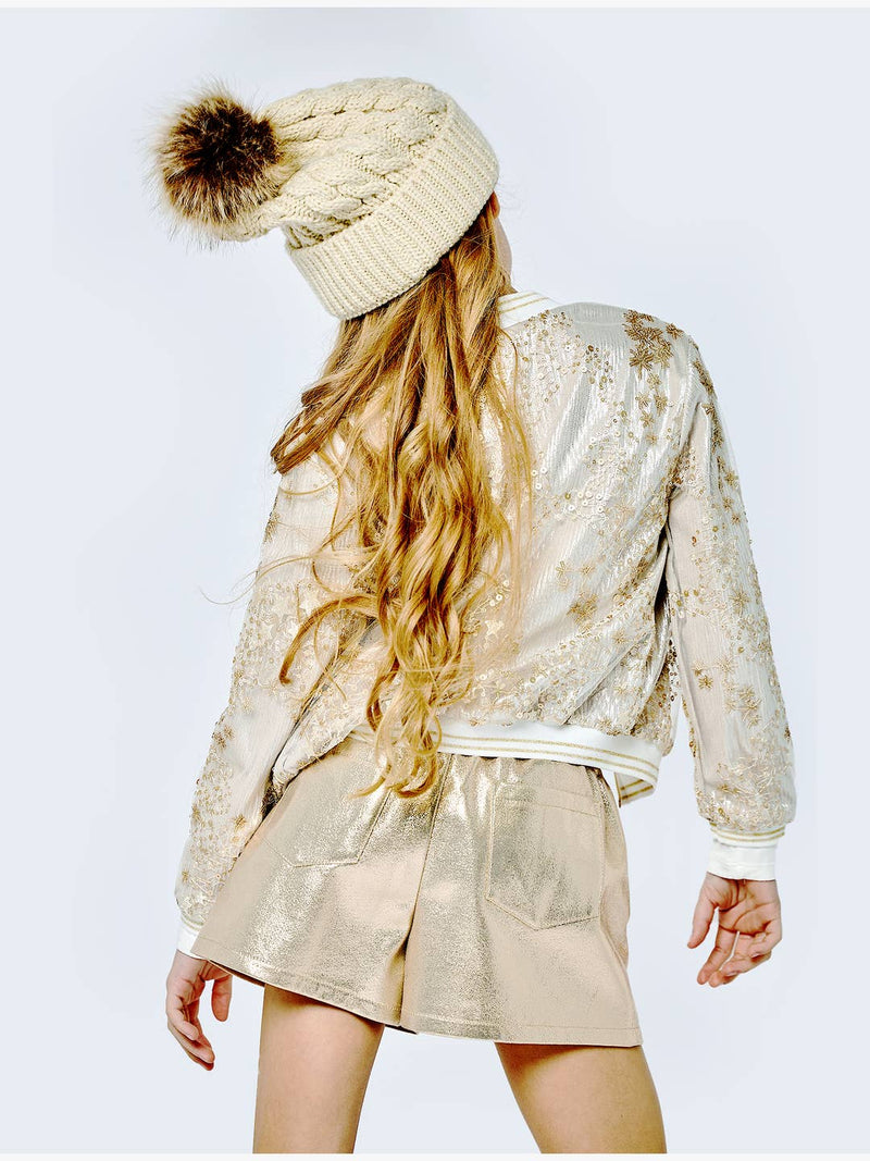 Little l Big l Tween Girl’s Sequin Embroidered Bomber Jacket
