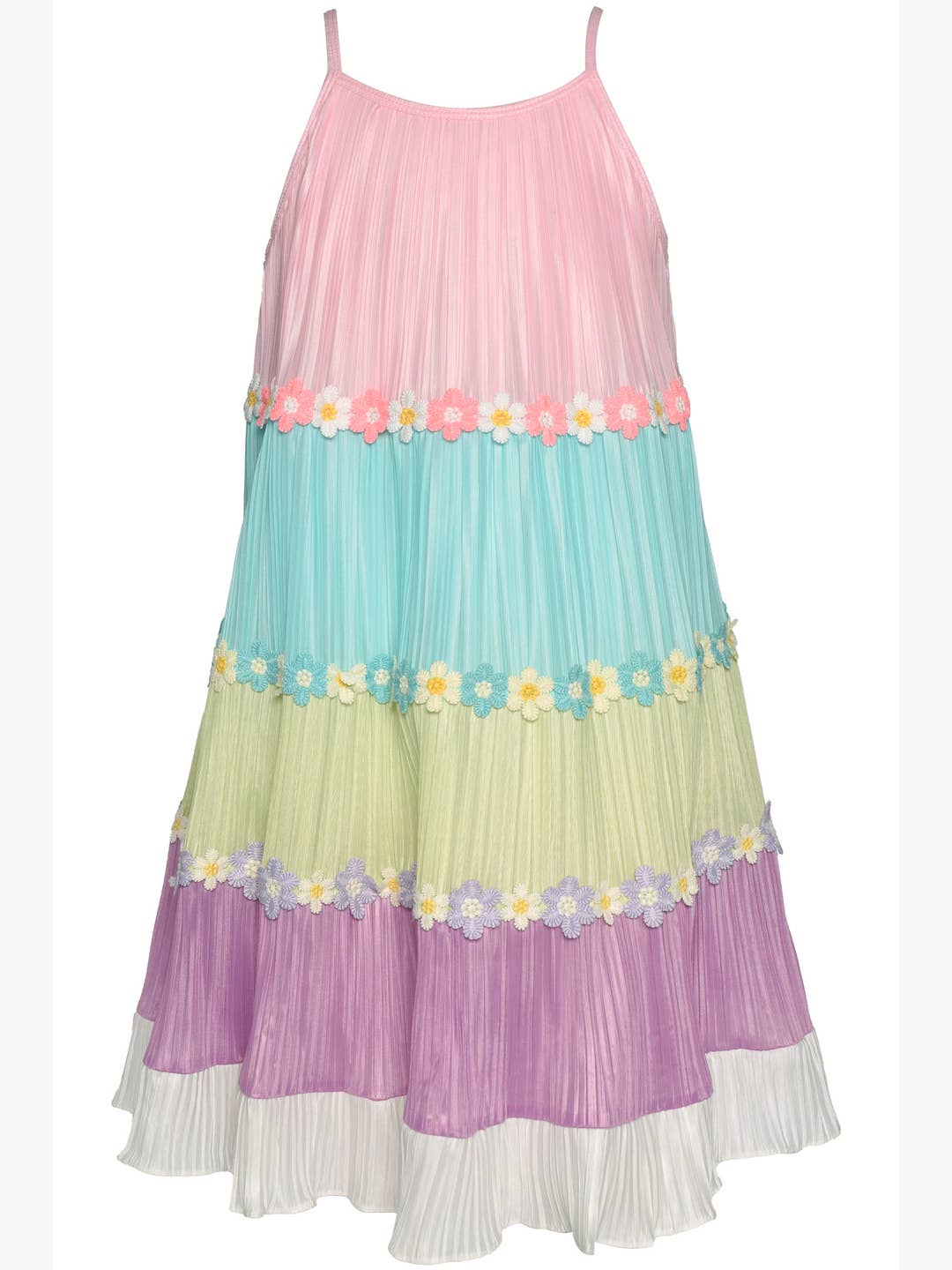 Little Big Tween Girls Plisse Embroidered Daisy Swing Dress