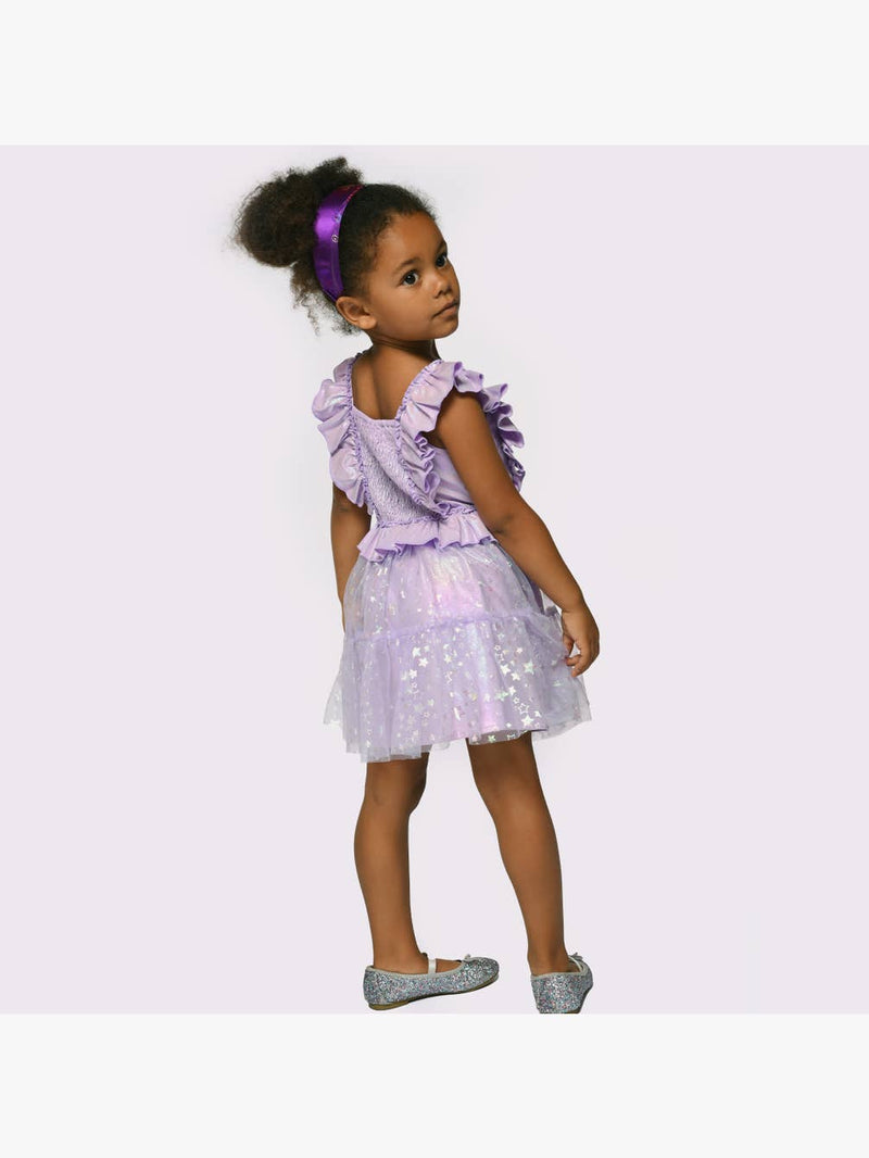 Infant l Toddler Iridescent Tiered Ruffle Mesh Star Tutu Dress