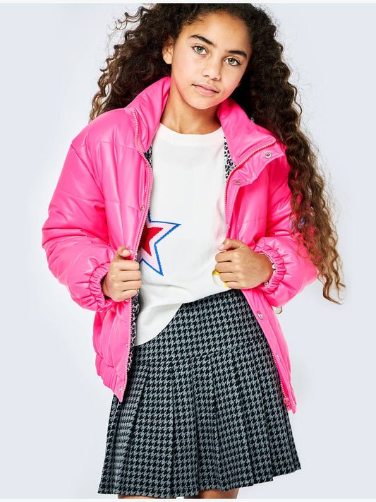 Little l Big l Tween Girl’s Pleather Patch Puffer Jacket