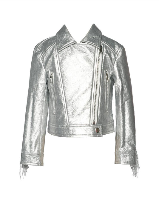 Toddler l Little l Big Girl’s Silver Fringe Motto Jacket
