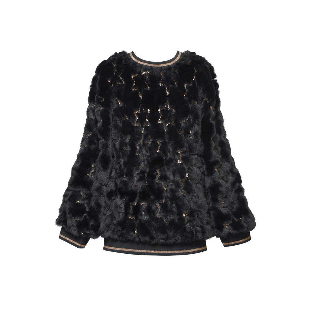 Little l Big l Tween Faux Fur Sequin Star Cozy Pullover