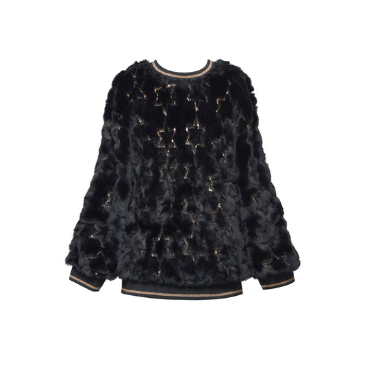 Little l Big l Tween Faux Fur Sequin Star Cozy Pullover