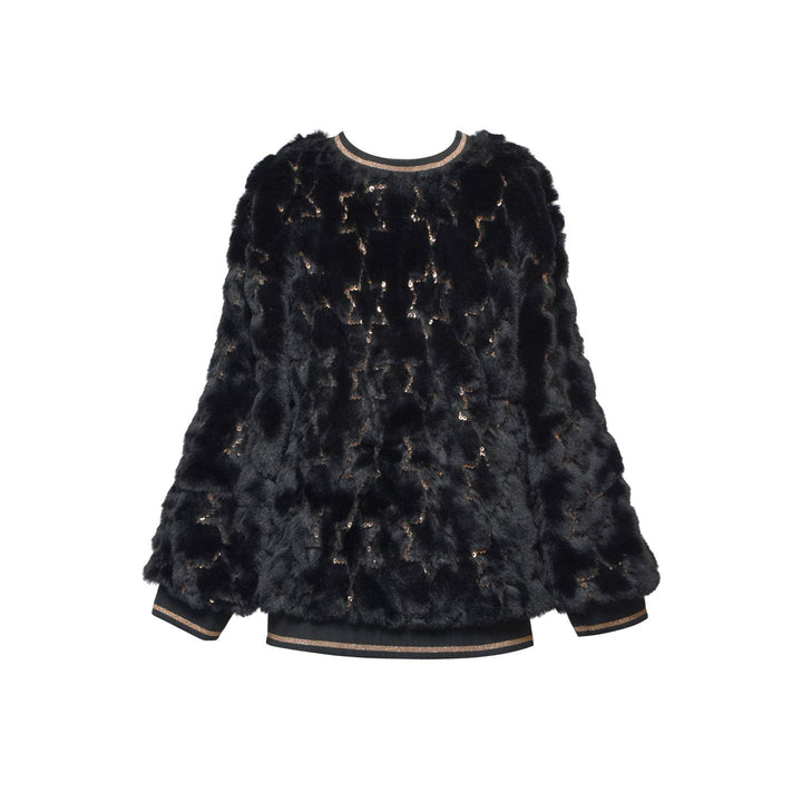Little l Big l Tween Faux Fur Sequin Star Cozy Pullover