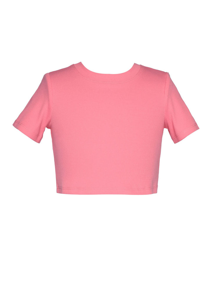 Little Girls l Tween Round Neck Short Sleeve Crop Top