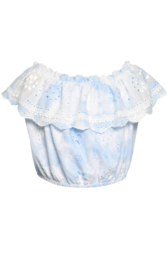 Little l Big Girls Tie Dye Eyelet Boho Ruffle Crop Top