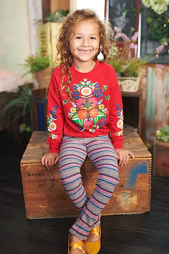 Little l Big Girls Boho Floral Print Pullover Sweater