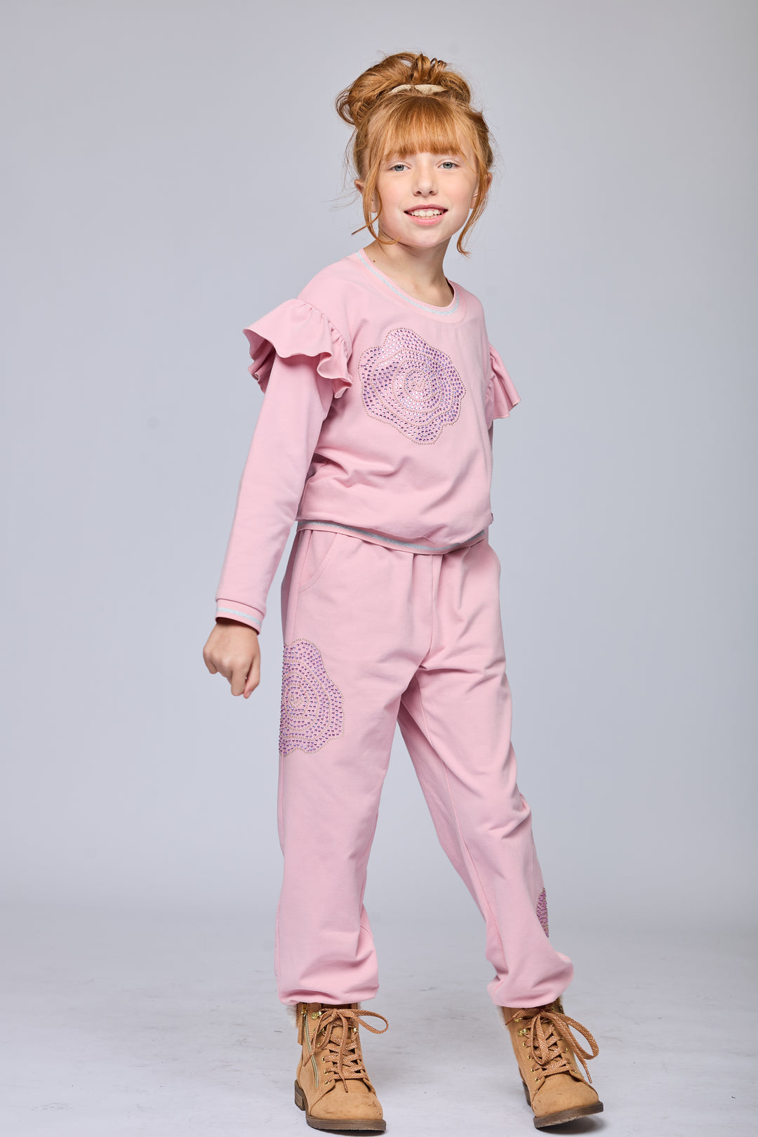 RHINESTONE ROSE JOGGER PANTS