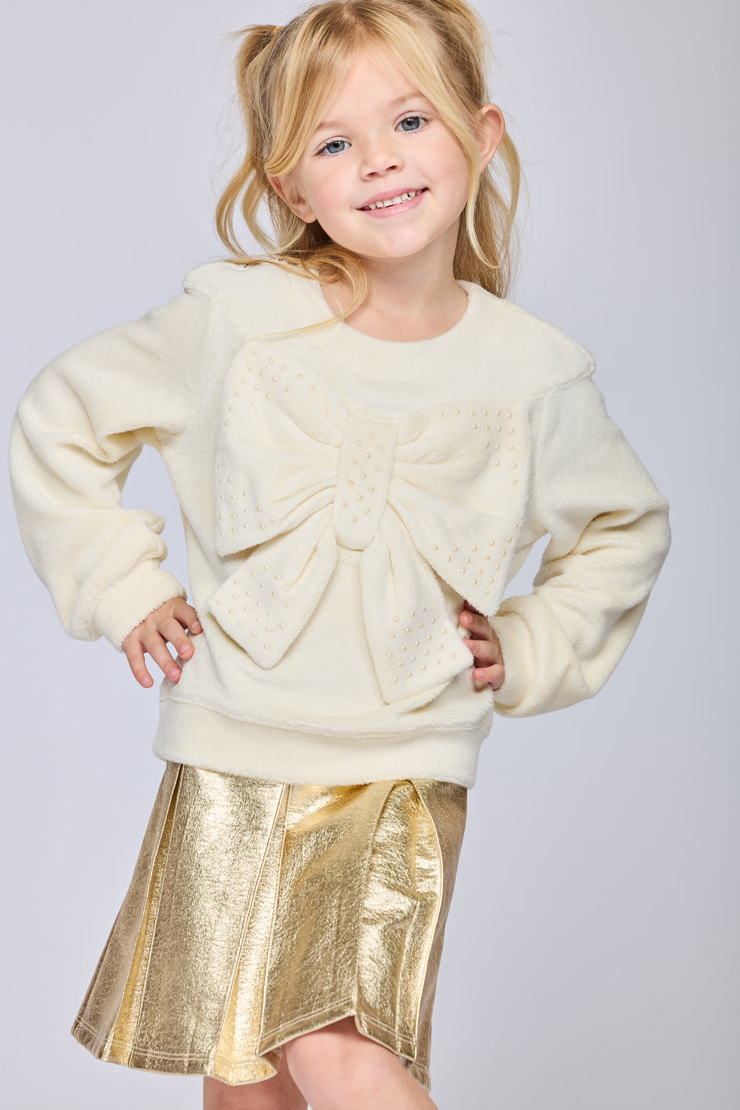 FAUX LEATHER METALLIC PLEAT SKIRT