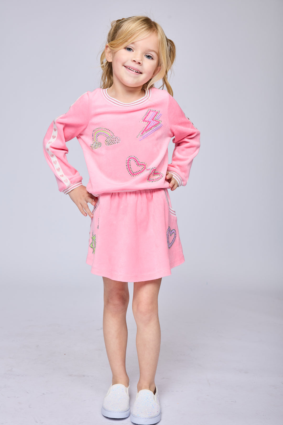 VELOUR SKIRT W/ RHINESTONE DETAIL