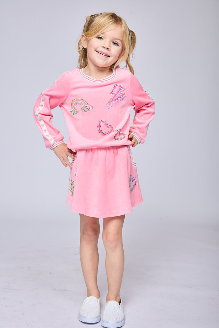 VELOUR SKIRT W/ RHINESTONE DETAIL