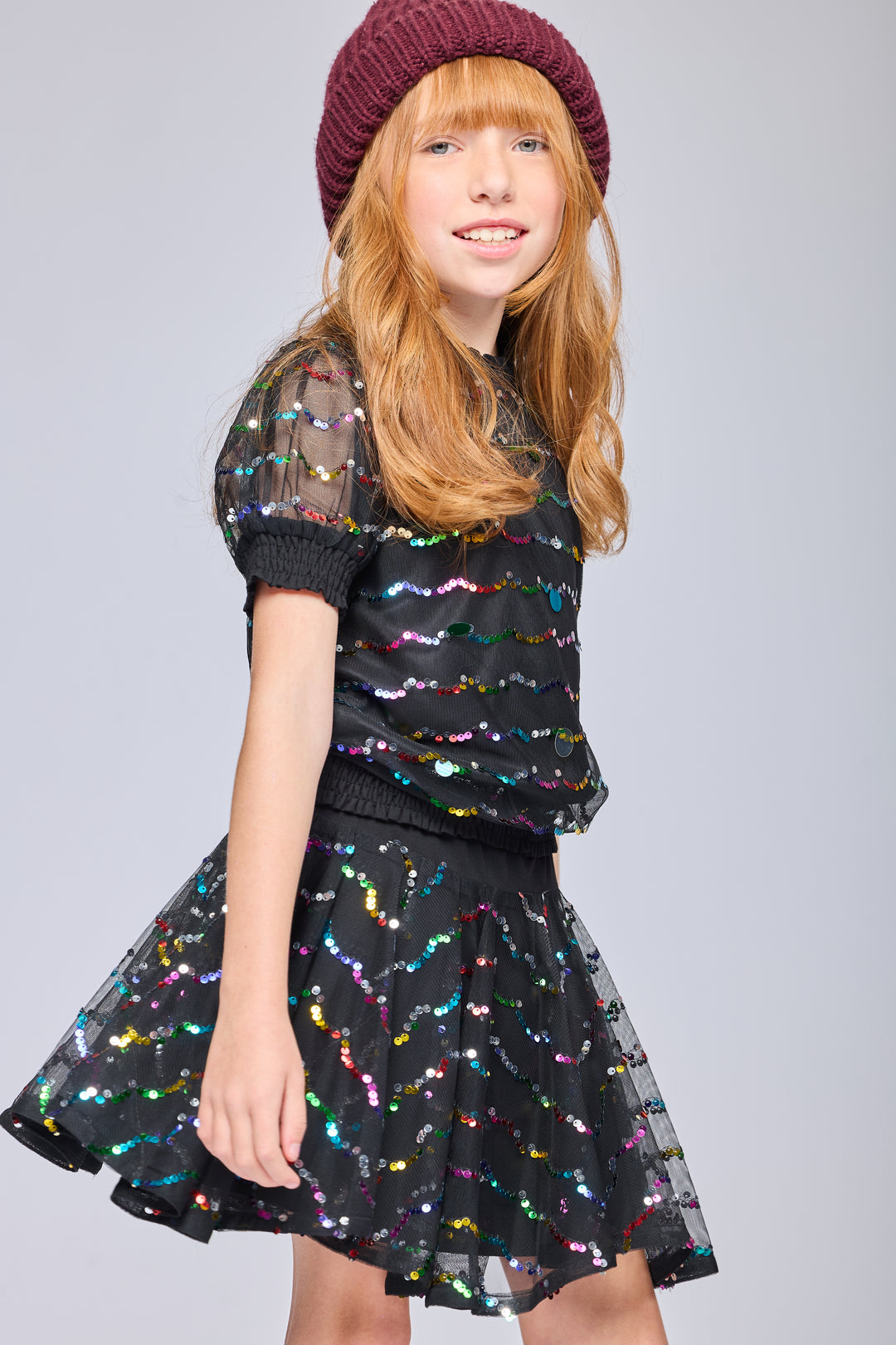 COLORFUL SEQUIN MESH TOP