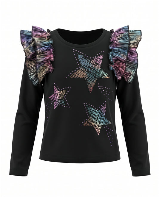 RUFFLE TOP W/ STAR DETAIL