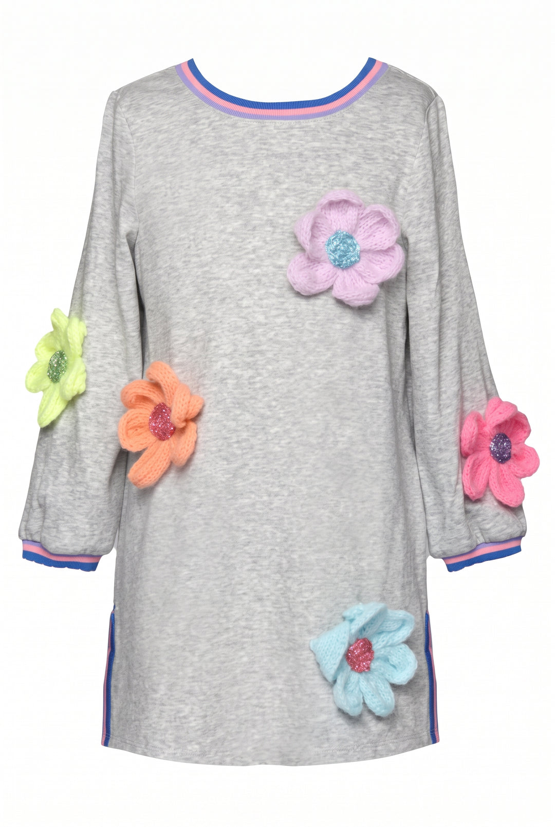 LONG SLEEVE DRESS WITH 3D FLOWERS
