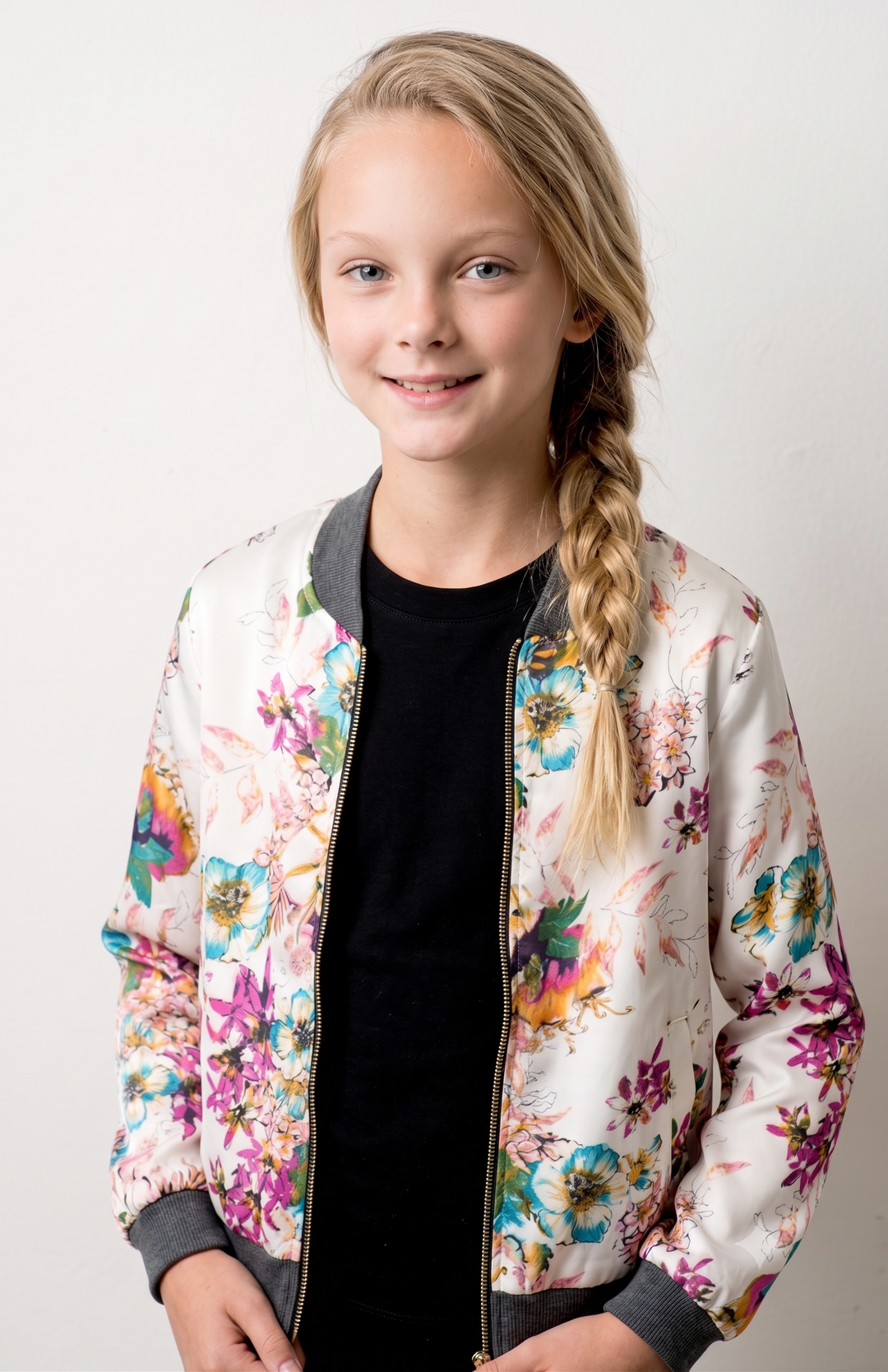 Big Girls Floral Print Bomber Jacket