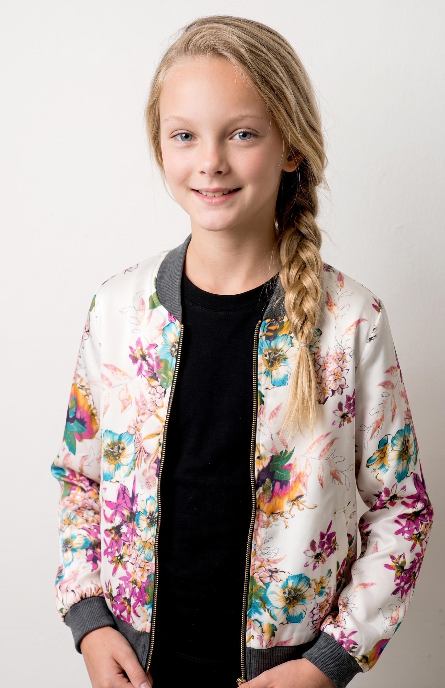 Big Girls Floral Print Bomber Jacket