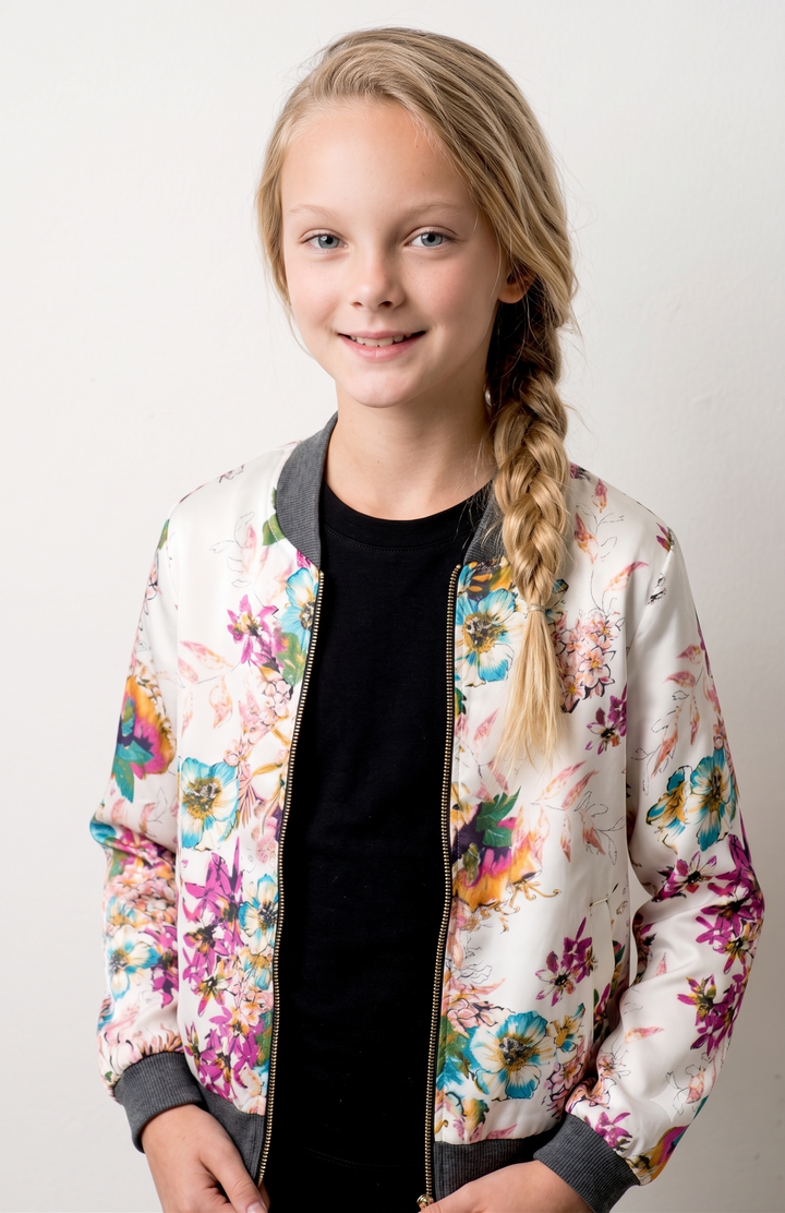 Big Girls Floral Print Bomber Jacket