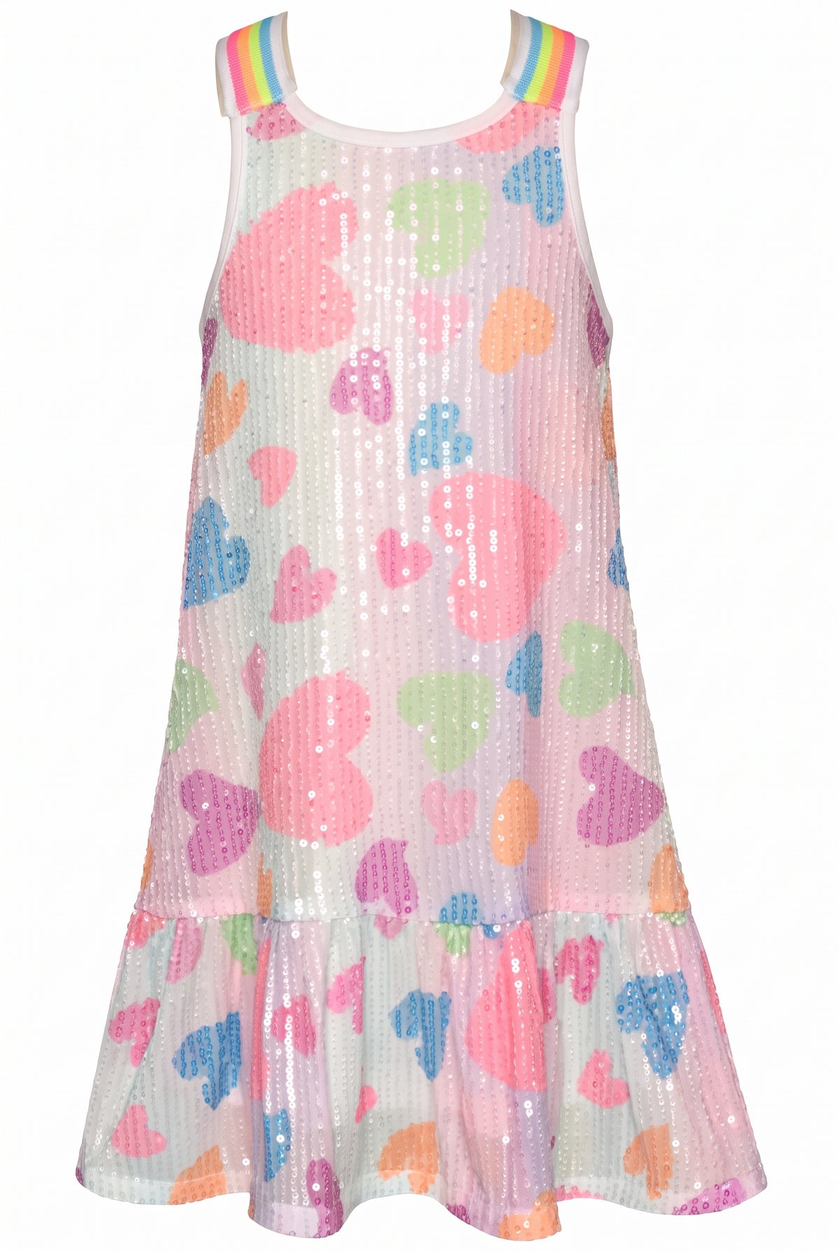 Infant l Little Girl’s Pastel Striped Sequin Heart A-Line Dress