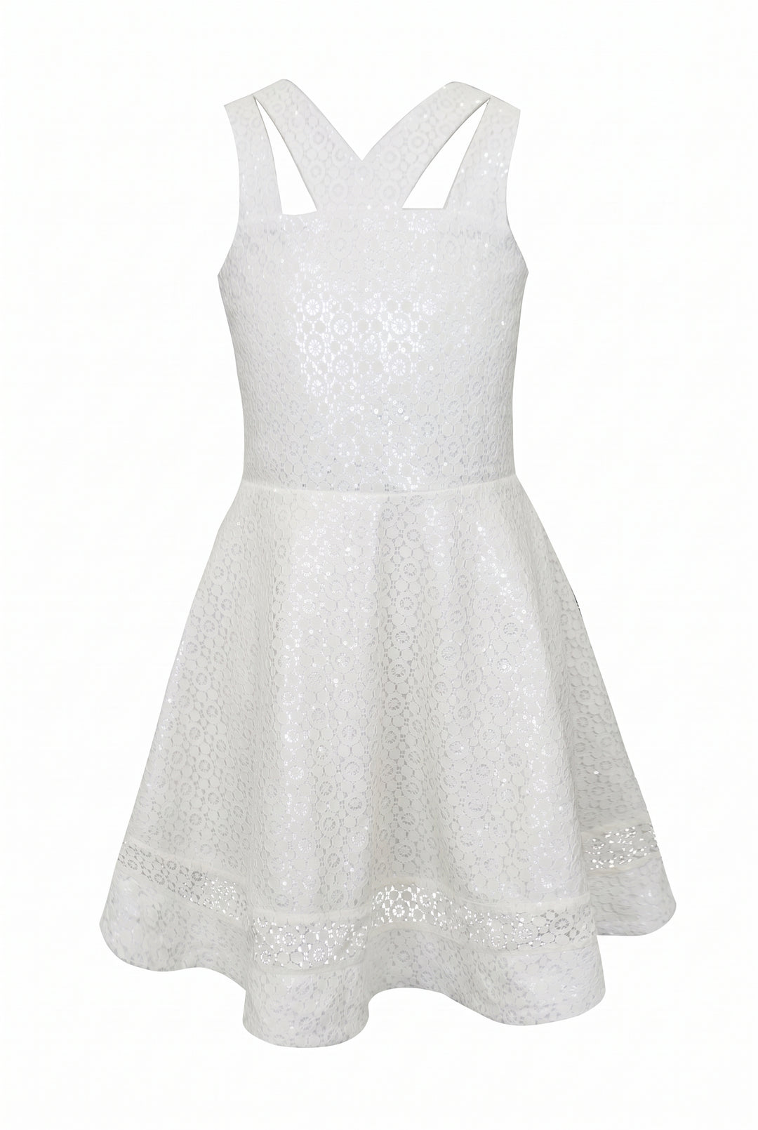 Big Girls V Neck Sleeveless Fit and Flare Lace Dress