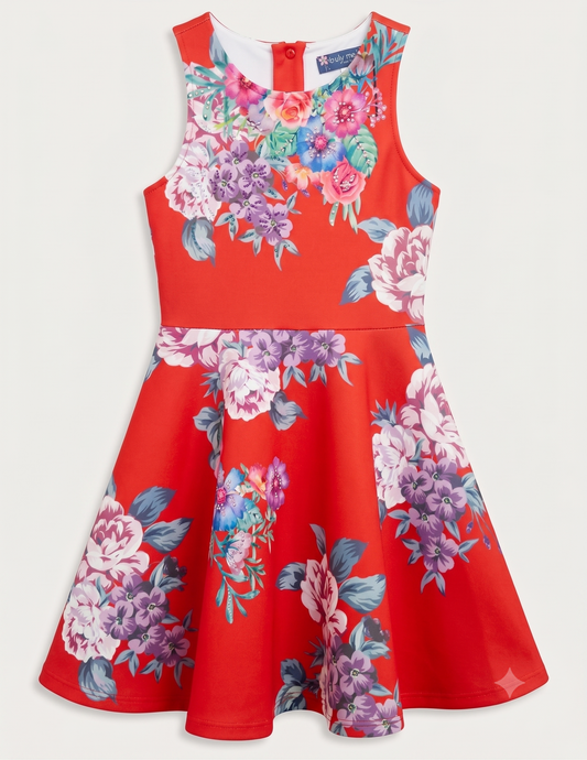 Big Girls Sleeveless Floral Fit and Flare Skater Dress