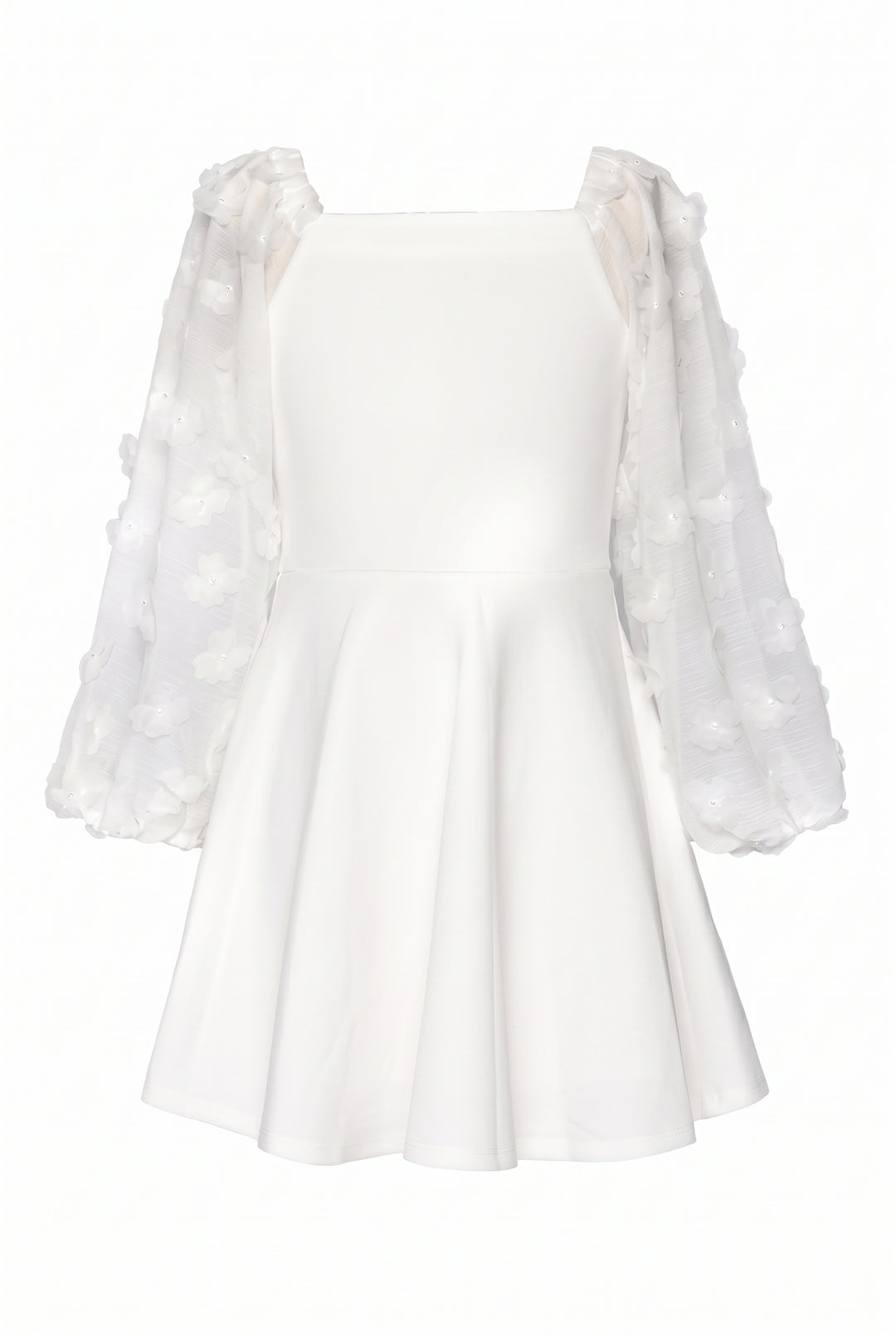 Big Girls 3D Floral Long Sleeve Skater Dress