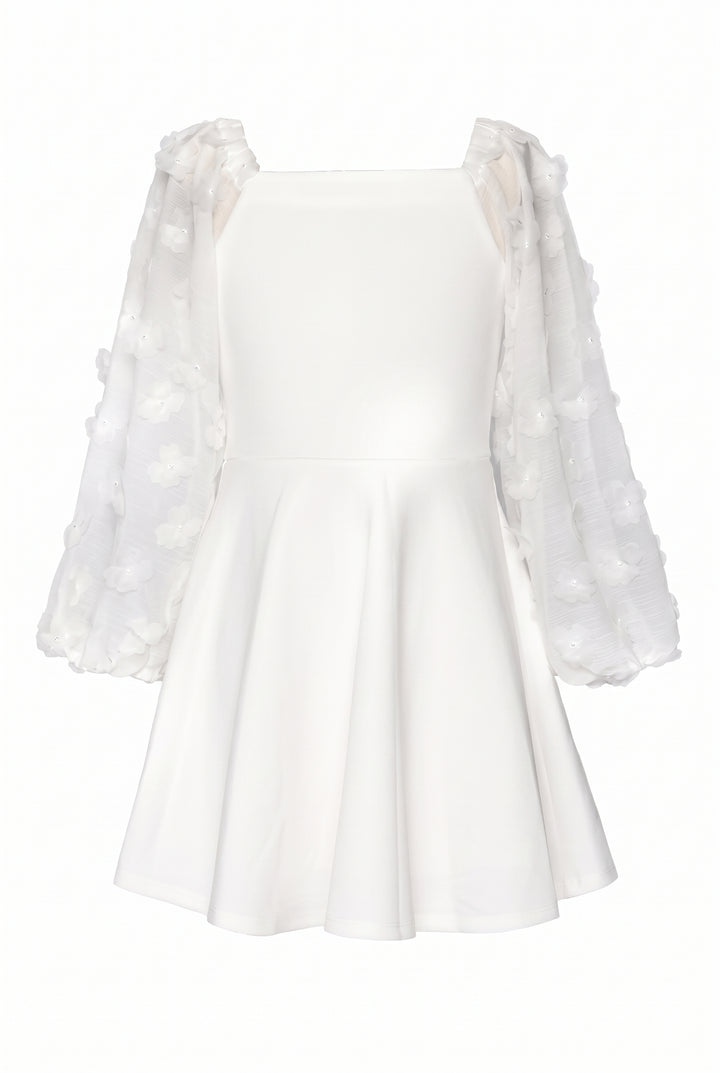 Big Girls 3D Floral Long Sleeve Skater Dress