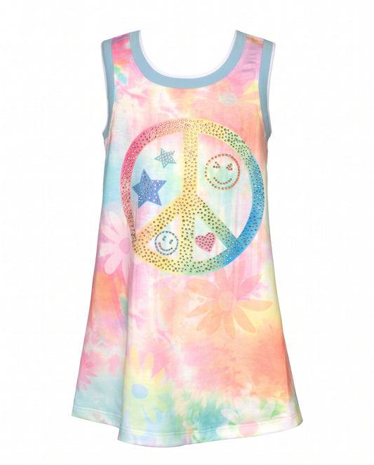 A-LINE DRESS W/ PEACE SIGN PRINT