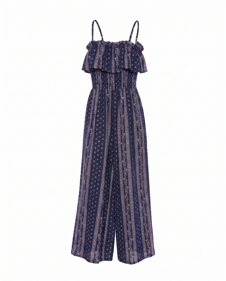 BANDANA PRINT RUFFLE JUMPSUIT