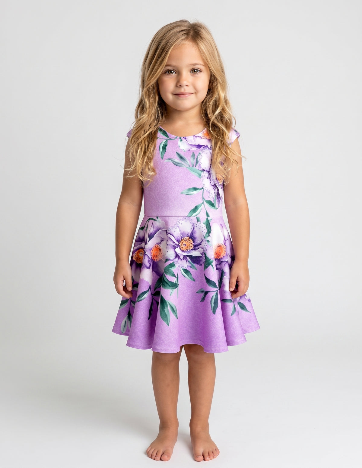 FLORAL PRINTED FIT AND FLARE DRESS