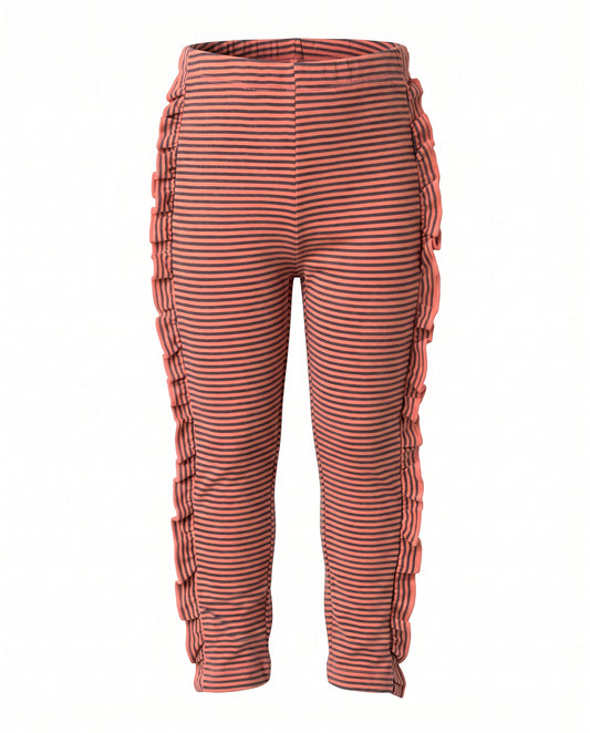 STRIPED SIDE RUFFLE LEGGINGS