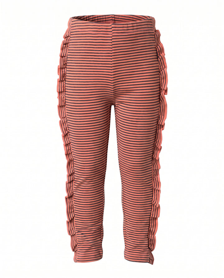STRIPED SIDE RUFFLE LEGGINGS