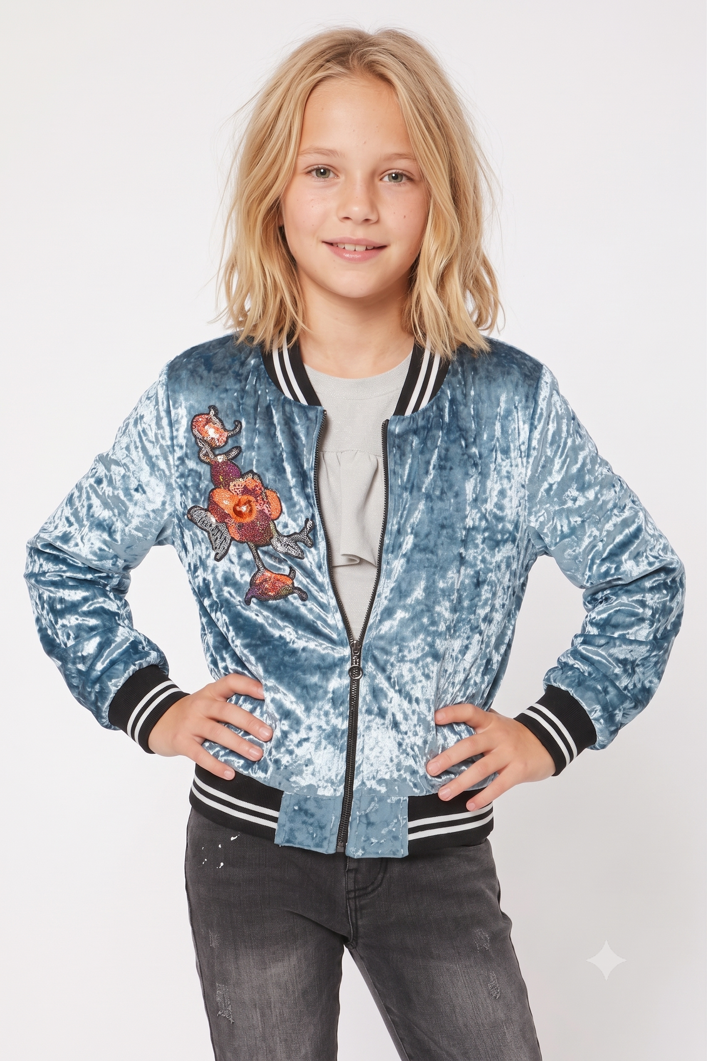 Big Girls Crushed Velvet Bomber Jacket