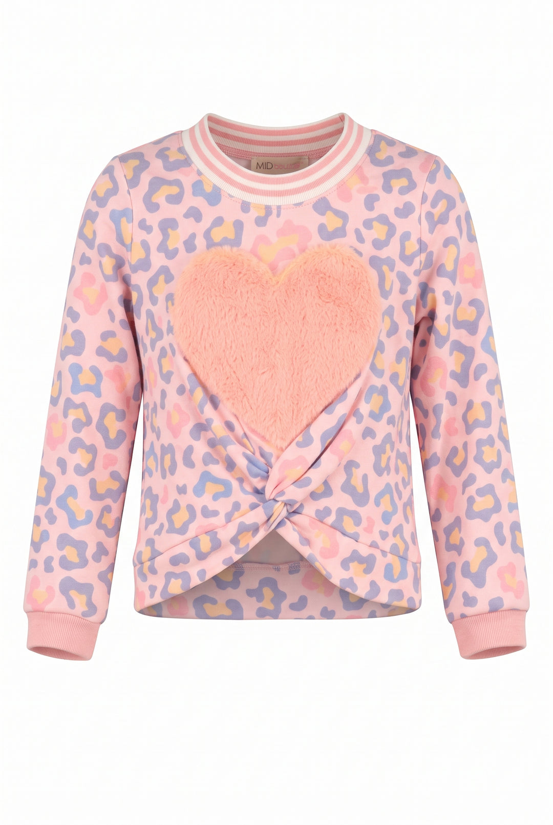FUR HEART PRINT SWEATSHIRT AND JOGGER SET